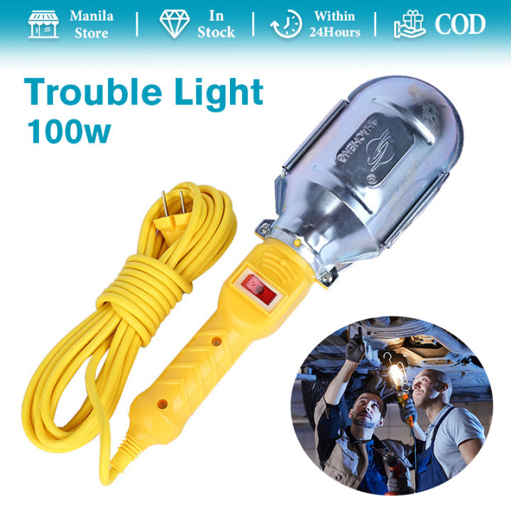 Trouble LIght Portable Yellow Work Light Metal Shield Incandescent