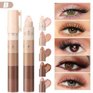 5Color Eyeshadow Pen Lazy Highlight Waterproof Eyeshadow Stick Long-lasting Pearlescent Fine Shimmer Lying Silkworm Highlight One Touch Shaped