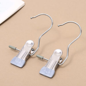 SG STOCK10pcs Stainless Steel Hook Clip Multi-Functional Seamless Hat Socks Windproof Pants Clip with Hook Storage Clip Clothes Clip with Hook