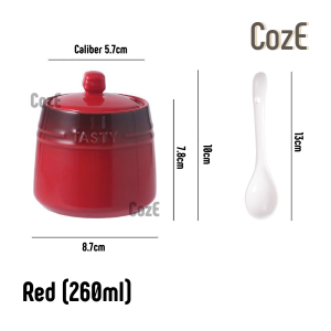 CozE Ceramic Gradient Rainbow Seasoning Jar With Lid And Spoon 260ml Sugar Bowls Colorful Gradient