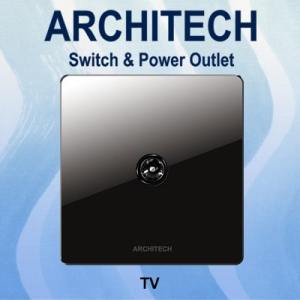 Architech Diamond V16-E03 Black Stop Kontak/Colokan/JACK TV