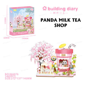 YKO Panda Cherry Blossom Tree House Mini Building Blocks | DIY Street View House Model | Creative Gift for Girls