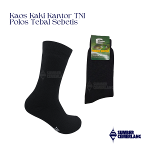 Isi 1 pasang Kaos Kaki Tebal Hitam Polos Panjang Sebetis OutdoorPdlPdhTniSecutity