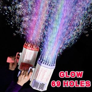 Tiktok Hot Gatling Dolphin Buih Bubble Gun 69 Launch Holes Auto Bubble Machine Electric