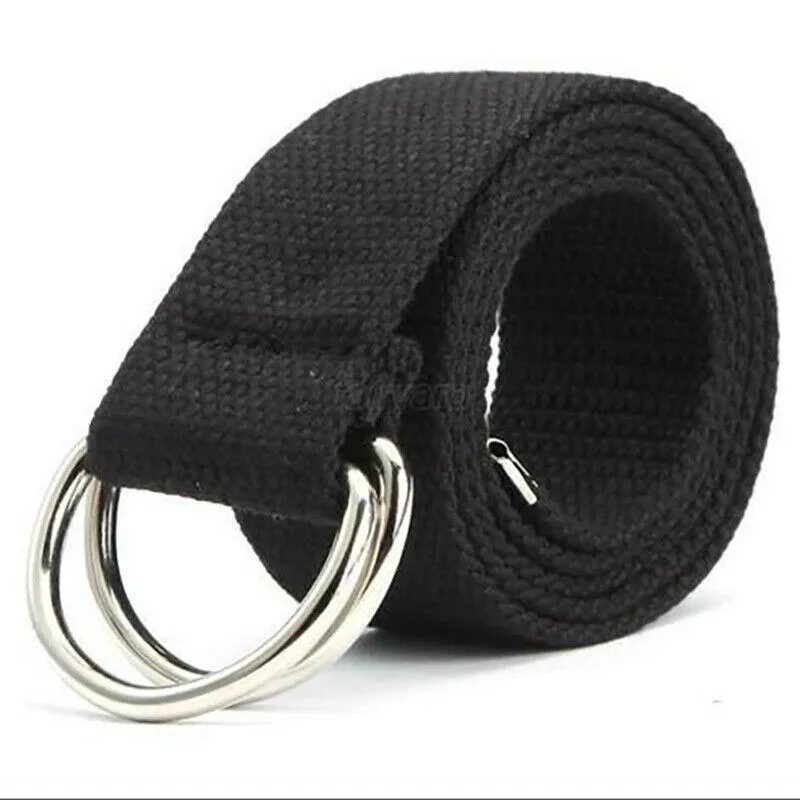 Fashion Unisex Mens Womens Canvas Fabric Double D Ring Buckle Belt Waistband Strap Band COD Kraiefs Lazada PH