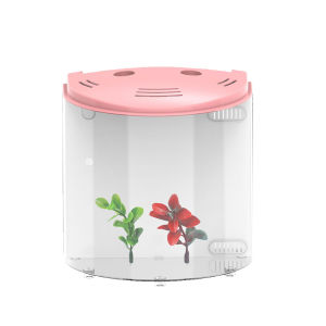 5L Capacity Small Acrylic Desktop Fish Tank Bowl for 10-15 gallon USB mini Aquarium Tank Table Decoration LED Lighting + Water Pump + Filter Sponge + Adjustable Air/Oxygen USB Desk Aquarium Fish tank with filter pump waterfall Mini Office Fish Bowl