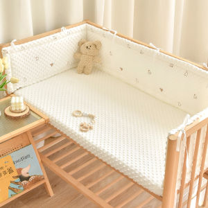 Soft 3D Doudou Velvet Baby Bed Bumper Quilted Crib Protector Filling Upright Cotton Safety Rail Fence
