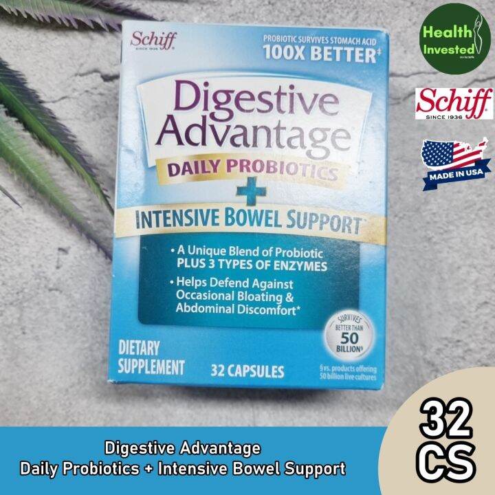 Digestive Advantage Daily Probiotics + Intensive Bowel Support 32 ...