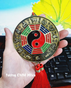 Dây treo Bát Quái Âm Dương 12 con giáp phong thủy trấn trạch 9.5cm