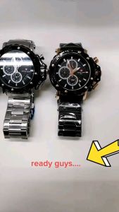 Jam tangan Pria S.A tali rantai chrono aktif