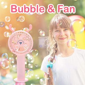 Portable Mini USB Electric Cartoon Fan and Bubble Blower Machine Cooling Fan 2 in 1 Mini USB Kipas Angin dengan mainan gelembung sabun 2 和 1 迷你USB电风扇与泡泡机