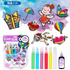 3D Instant Sticky Art Pigment Baking Free Window Decoration Colorful Crystal Window Sticker DIY art and craft For Children