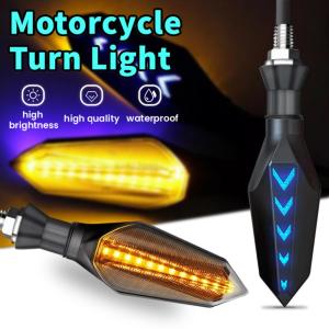 Pinph Universal Turn Signal Light Motorcycle 12V Indicator Light Running Light Signal Lamp Durable LED Turn Signal Flowing Water Blinker Amber
