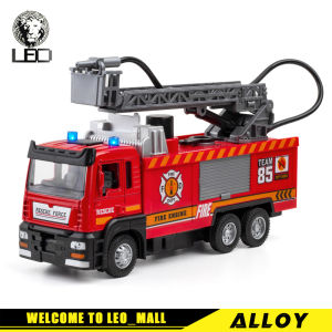LEO 1:32สเปรย์น้ําแร่ Fire-Fighting รถบรรทุกโมเดลรถอัลลอยสําหรับเด็กของเล่นเด็กของเล่นสําหรับรถเด็กของเล่น