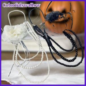 Colorfulswallow Nhiều lớp ngọc trai dài Vòng cổ hoa hồng thiết kế áo len chuỗi trang sức phụ kiện cho phụ nữ