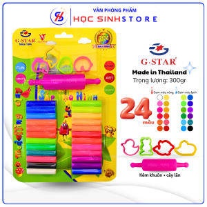 Đất Nặn tạo hình 24 màu Gstar GS24 có khuôn tạo hình và cây lăn chất liệu an toàn cho trẻ em