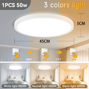 🔥Low price🔥Gold LED Ceiling Light 220V 30W 40W 50W Modern Remote Control Tricolor Dimming Panel Lamp For Family Living Room Bedroom