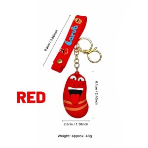 Creative Larva Fun Insect Keychain Car Decoration Backpack Pendant Accessories Childrens All Hallows Day Gifts Cartoon Red Laughing Worm Doll Key Chain Creative Cute Heart Tongue Mouth Yellow Caterpillar Couple Keyring