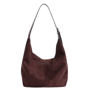 Zipper Suede Matte Hobo Bag Handbag Large Capacity Vintage PU Crossbody Bag Solid Color Korean Style Female Tote Bag Girls2026