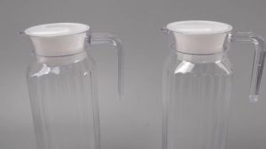 2-Piece Acrylic Pitchers 37oz Clear Plastic BPA-Free Heat-Resistant Striped