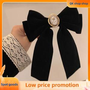 ✨QK shop✨ New Black Velvet Bow Hair Pins Elegant Fabric Alloy Roses Hair Clips for Women Fashion Ponytail Barrette Heawear Accessories