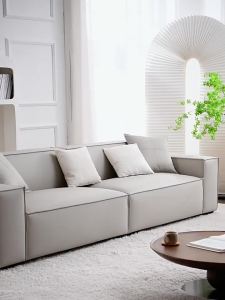 Sofa Pure Silicone Skin Tofu Block Small Apartment Inline First Layer Cowhide