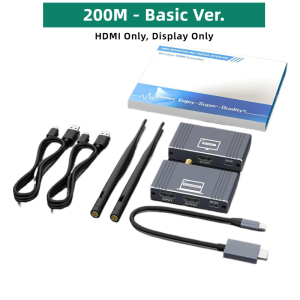 ขยาย HDM ไร้สาย Full HD 1080P 200M รองรับการควบคุมแป้นพิมพ์เมาส์ USB สำหรับแล็ปท็อปพีซีจอภาพกล้อง CCTV ทีวี