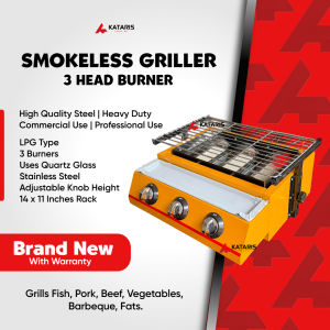 ETON 3 Heads BBQ Grill Smokeless Barbecue Grill 3 Heads
