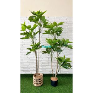 Pohon Hias Tanaman Artificial Daun Manggis T150 & T170 Latex Cover Pot Eceng Gondok Motif Dekorasi Cafe Hiasan Studio