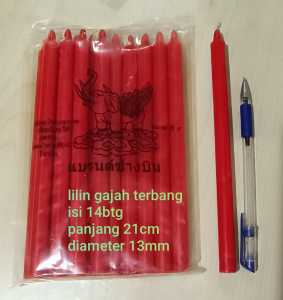 lilin merah parafin 21cm tanpa ampas isi 14 batang