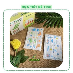 Khẩu trang cho bé kháng khuẩn 3 lớp An Tâm trẻ em từ 4 đến 10 tuổi hộp 50 cái _ ATKTYTC