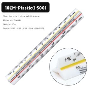 YUNAFIN 10/15/30cm Thang đo hình tam giác  loại/Nhựa 1:20-1:500 Thước thẳng Chính xác Công cụ đo lường soạn thảo Tỷ lệ cân đối Kỹ sư