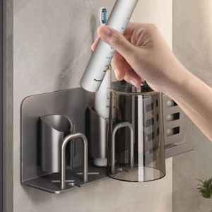 JEHUA Waterproof Electric Toothbrush Holder Self Adhesive Multi-Functional Toothpaste Storage Rack Universal Moisture-proof Bathroom Organizer Electric Shaver