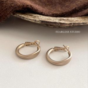 Fearless Custom Frosted Coffee Gold Earrings by Korean Niche with High-End Design for Women