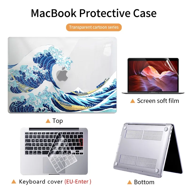 Transparent Laptop Case for Macbook Air 15 M3/Air 13 A2337 Pro 14