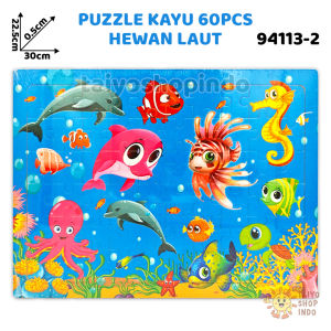 TAIYO Puzzle Kayu 60pcs 30cm Karakter Hewan Dino Kendaraan Wooden Wood Jigsaw Edukasi Mainan Anak