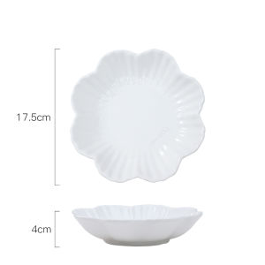 DAFIFY เครื่องใช้บนโต๊ะอาหารลายนูนพื้นฐาน Orbis สีขาวสดใสชุดรับประทานอาหารจานพอร์ซเลนขอบกว้าง