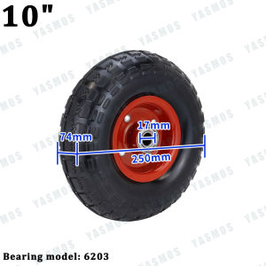 Heavy Duty Rubber Tires Trolley Round Wheel cart  Thickened Hubs For Trolleys Wheelbarrows 5"/ 6"/ 8"/10" (Red 1pc)