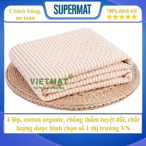 Size 50x70cm - Tấm lót chống thấm cho bé cotton 4 lớp Supermat