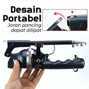 Set alat pancing portable Joran reel Pancing Antena Fishing Rod 1.3M lipat