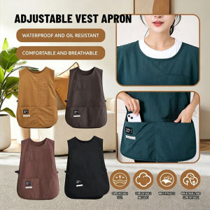 Vest Kitchen Apron Waterproof With Large Pocket Canvas Work Clothes Chef Coffee Shop Cooking