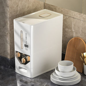 Yo-Fun Rice Dispenser Rice Bucket Storage Japanese Rice Storage Box Household Automatic Rice Cylinder Insect-proof Moisture-proof 3 level quantitative analysis