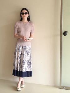 5367 Casual Printed Skirt  Sanzhai Pleated Pastoral Classic Style Early Spring  One Size (45-75kg)