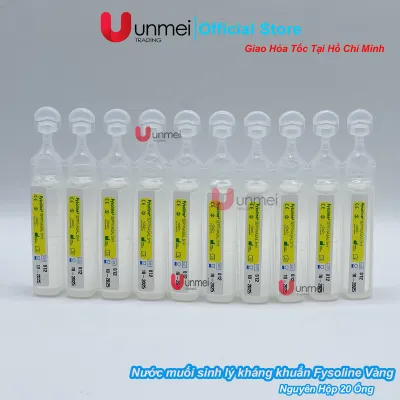 Fysoline Vàng - Nước Muối Sinh Lý Kháng Khuẩn Pháp FYSOLINE 20 Ống x 5ml Hỗ Trợ Giảm Nghẹt Mũi Viêm Mũi Sổ Mũi - Hàng Chính Hãng Tại Unmei Trading
