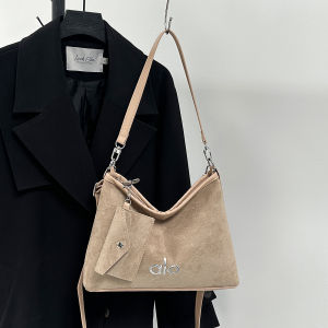 ALO Suede Hobo Crossbody Bag Women Detachable Card Holder Double Shoulder Strap Casual Daily Shoulder Handbag