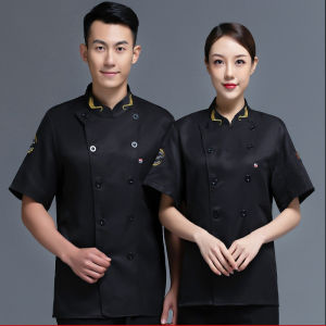 Ready Stock Chef Uniform Chef Uniform For Men Chef Jacket Chef Costume Chefs Uniform Short Sleeve Hotel Restaurant Kitchen Uniform Comfortable and Breathable Chefs Uniform M-2XL