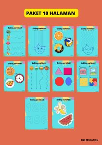 BELAJAR MENGGUNTING - CUTTING WORKSHEET - PERMAINAN EDUKASI ANAK - MURAH - LEMBAR BELAJAR ANAK