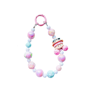 Phone Charms Beaded Phone Lanyard Wrist Strap Curly Hair Girl Beaded Phone Chain Strap for Women