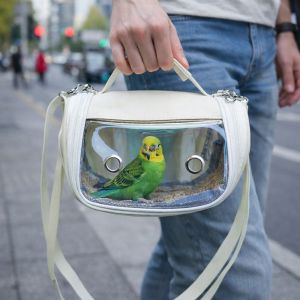 DAWEIF Breathable Bird Transport Cage Portable Lightweight Parrot Out Bag Bird Sling Bag with Handle Pet Shoulder Bag Outdoor Activities