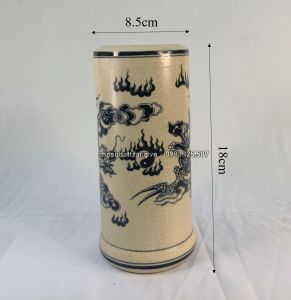 Có video - Ống hương men rạn trơn long phụng đồ thờ cúng